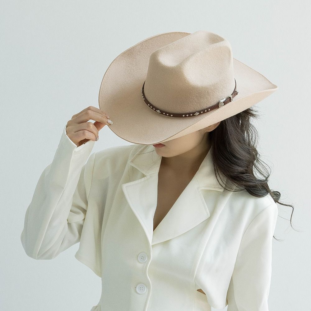 100% Wool Wool Cowboy Hat Wide - Fedora Hat Wool 评论和价格