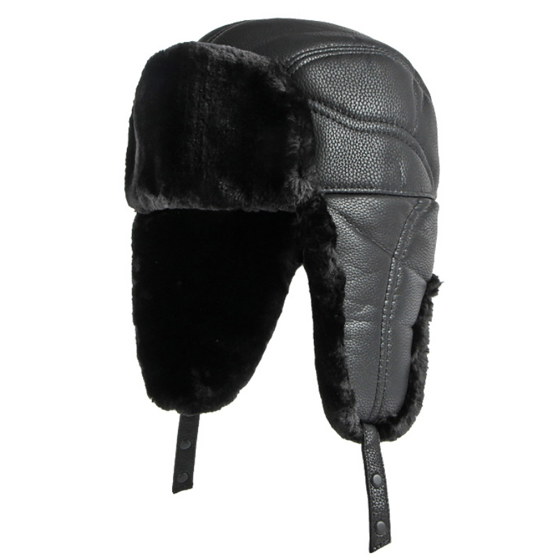 HT4002 New PU Leather Russian  - Trapper Hat Ear Flap 评论和价格