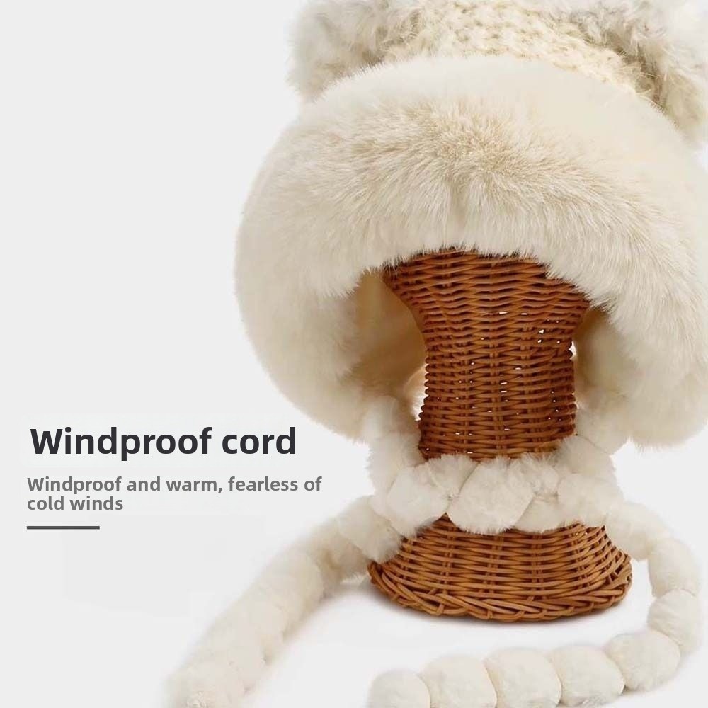 Fleece Lined Pompom Braids Hat - Trapper Hat Ear Flap 评论和价格