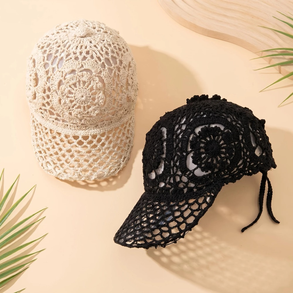 Hand Crochet Hollow Out Baseba - Baseball Cap Structured 评论和价格