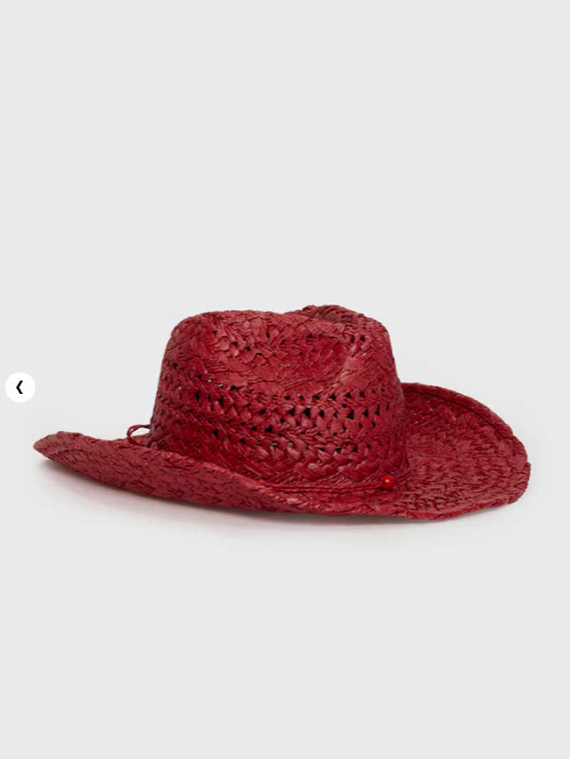 Cowboy hat red hand-painted su - Cowboy Hat Straw 评论和价格