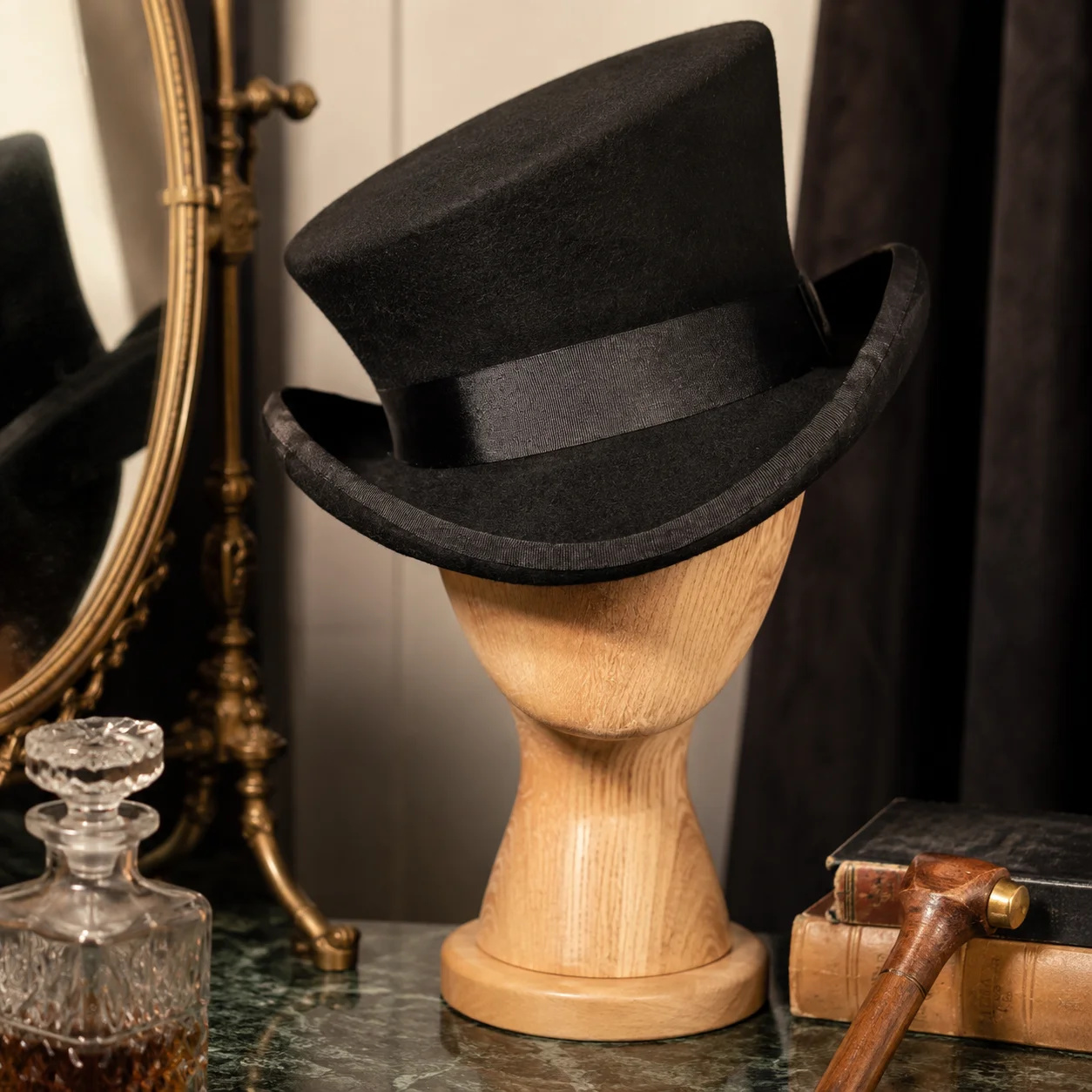 Wool Felt Top Hat Blue Ribbon  - Fedora Hat Wool 评论和价格